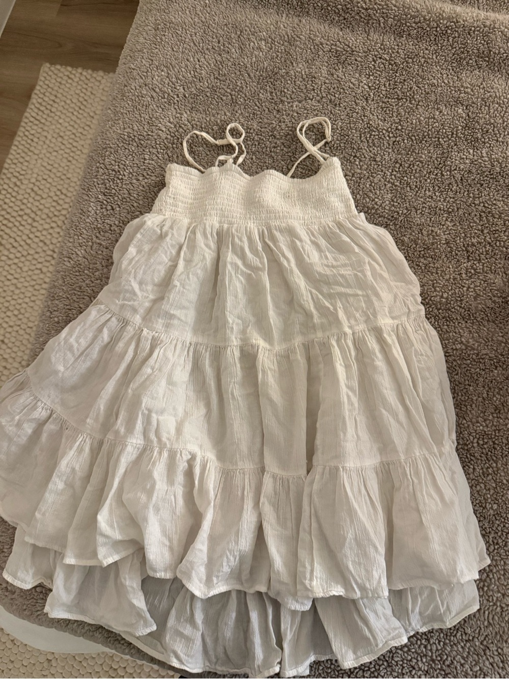 Zara White Tiered Mini Dress - Picture 3 of 3
